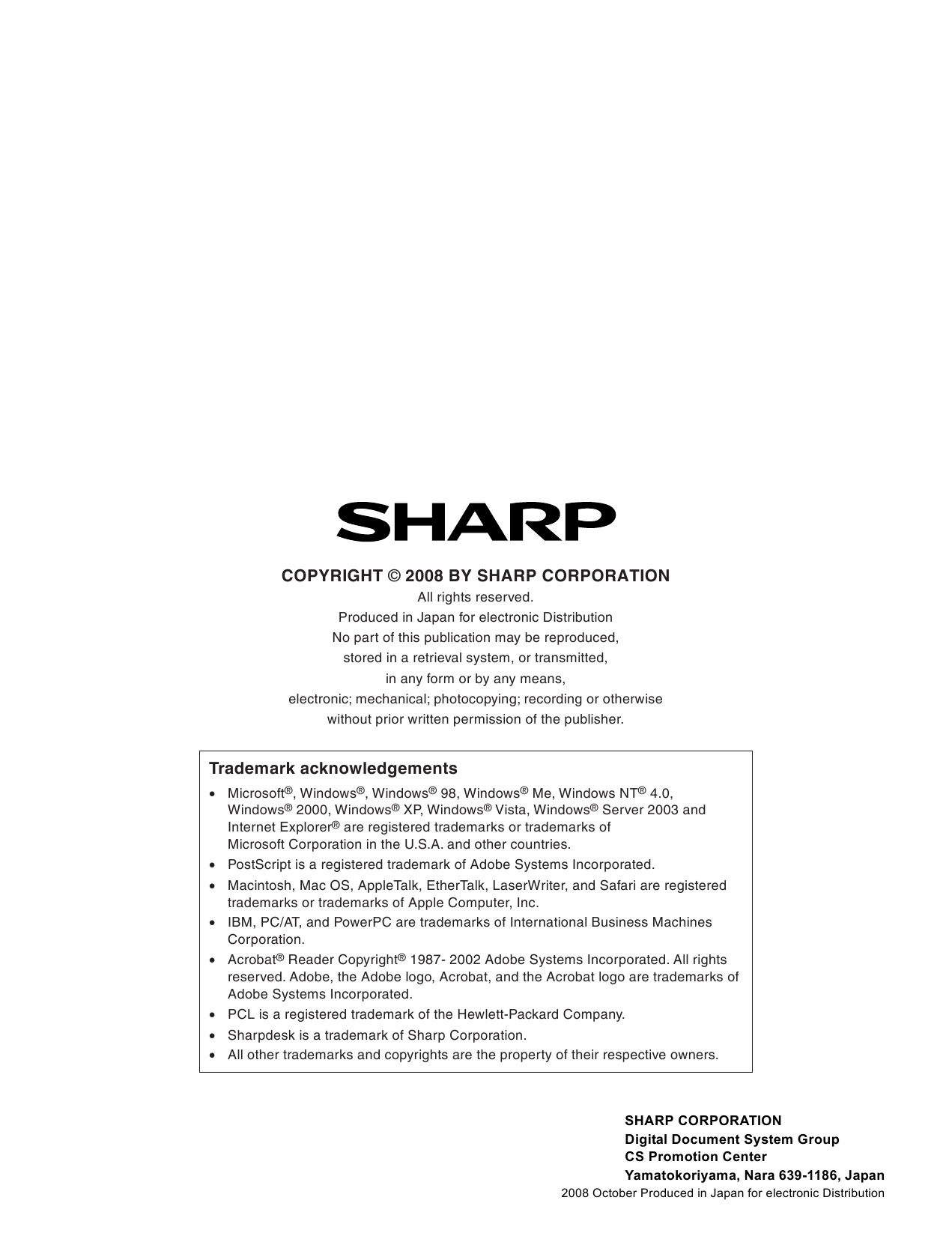 SHARP MX FXX3 Service Manual-6